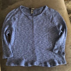 Forever 21 Blue 3/4 Sleeve Knit Crop Top